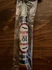 Primitive Vintage Hocus Happy Halloween October 31st 6" Timer Taper Candle New