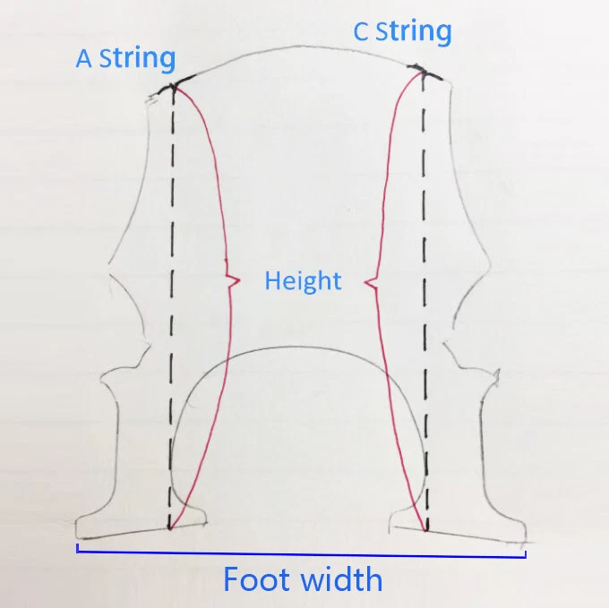 4/4 Cello Maple Bridge Polished Fitted Parts Fitting Use Directly C String 92mm - Image 2 of 4