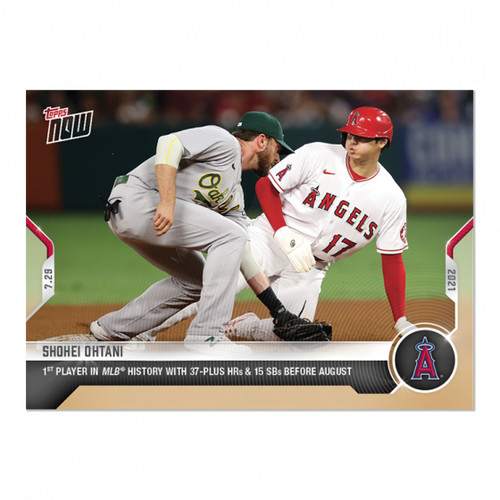 2021 TOPPS NOW #577 SHOHEI OHTANI - 1ST EVER 37 PLUS HRs & 15 SBs BEFORE AUGUST