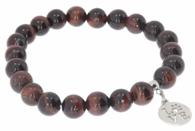  Tigerauge rot 8mm Kugel Armband Hund Pfote Love Motiv Anhänger - individuelle G