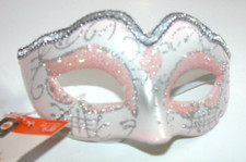 NEW NWT Pink White Glitter Masquerade Mask Halloween Youth
