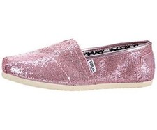 TOMS WOMEN'S CLASSICS GLITTER SLIP ON SHOES LIGHTWEIGHT sz 5.5 PINK 001013B10