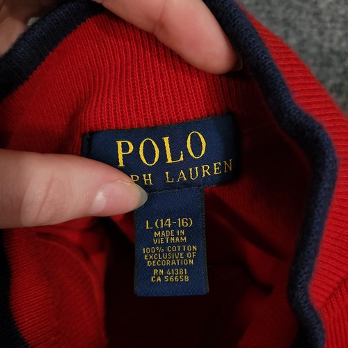 Polo Ralph Lauren Sweater Boys Size L 14-16 Red Cotton Knit Mock Neck 1/4 Zip - Picture 4 of 11