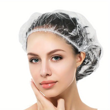 100PCS Disposable Shower Caps Plastic Clear Large Thick Waterproof Bath Hair Cap