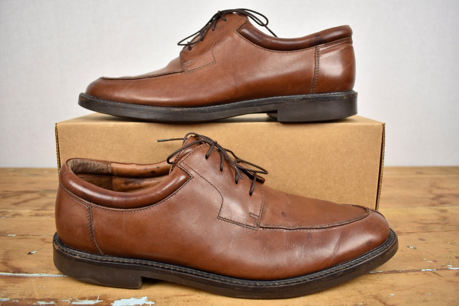 Johnston & Murphy Brown Split Moc Toe Lace Up Blu… - image 2