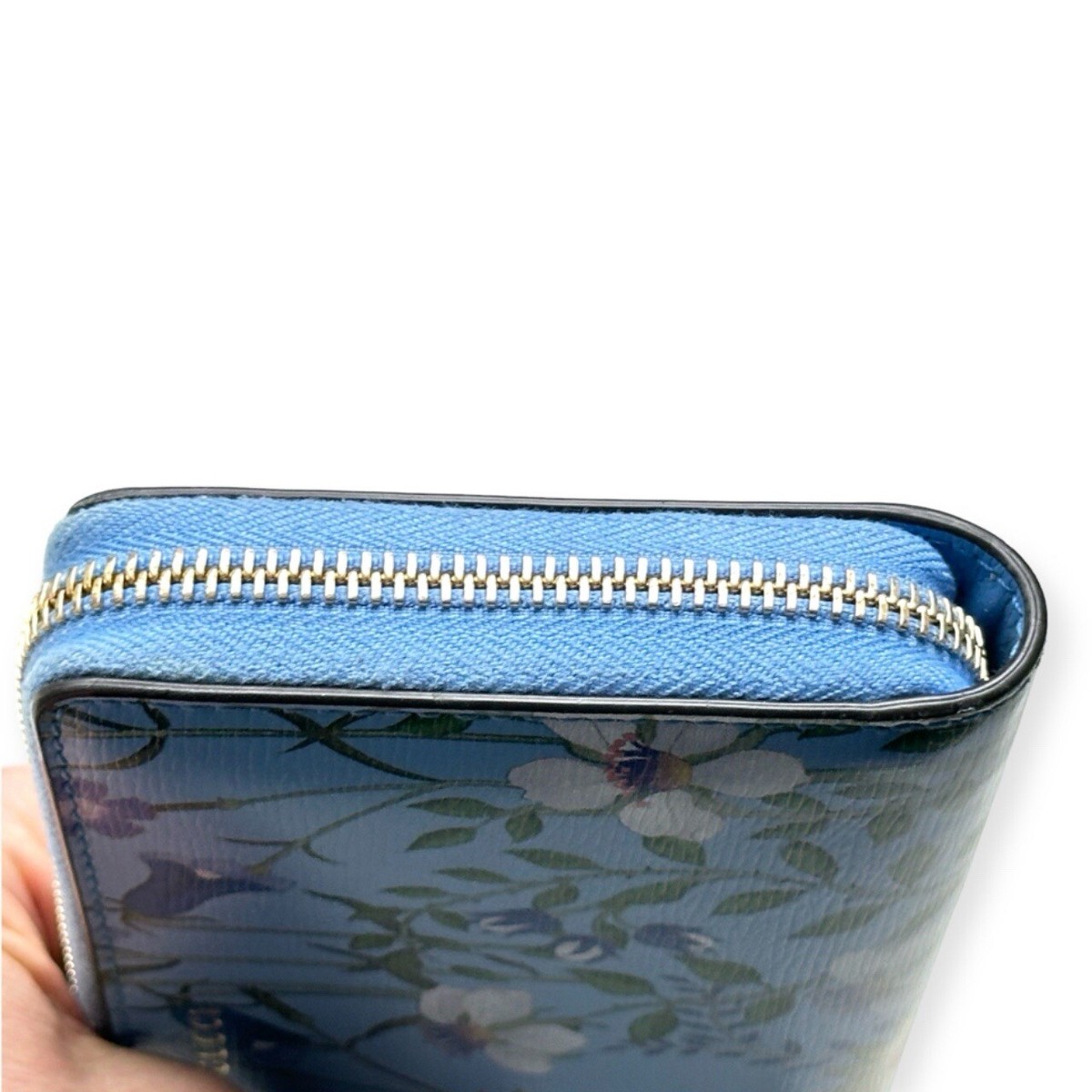 Gucci Nymphae Azure Shanghai Blue Large Floral Continental Zip