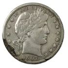 1907-D Very FIne VF+ Cleaned Liberty Barber Silver Half Dollar 50c Denver