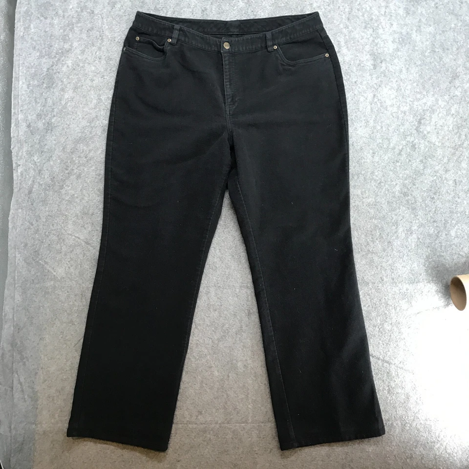 Calça LL Bean Feminina Tamanho 18 Preta Veludo Macio Acabamento Escovado Grosso Item 0FDU1 - Imagem 2 de 4