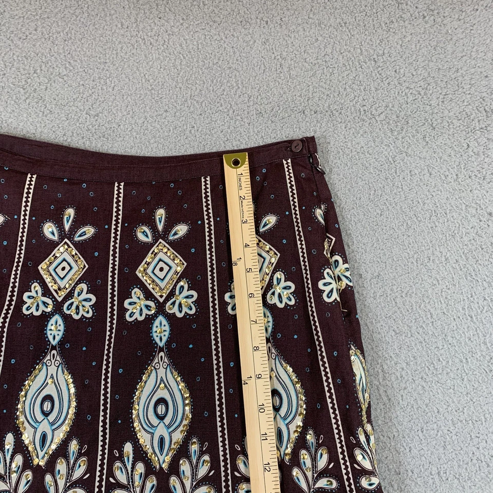 Falda Carole Little MIDI Mujer 8 Marrón Delicada Verano Playa Costera Y2K #171 Foto 4 de 4