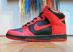 nike dunk high red black
