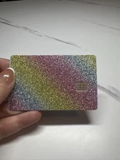 Credit card sticker. Glitter skin RAINBOW