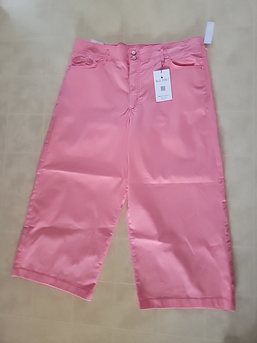 Gloria Vanderbilt Women’s Pink Coral Wide Leg Capri Cotton Pants Size 16 New