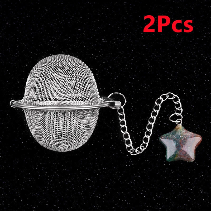 2Pcs Indian Agate Star Stainless Steel Tea Filter Strainer Ball Infusers ETY352