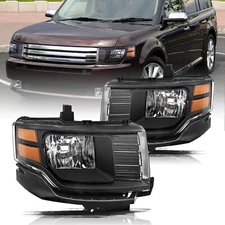 For 2009 2010 2011 2012 Ford Flex Halogen Black Housing Headlights Lamps LH+RH