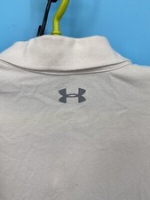 Under Armour Polo Shirt Mens XL White Short Sleeve Loose Heat Gear Golf UA Logo