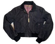 See By Chloe Paris Bomber Jacket Sz 10 Corduroy Short Zip Up Black / Gray