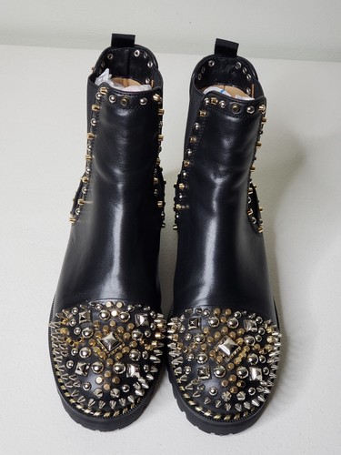 Christian Louboutin Chasse A Clou Black Leather Boots Metal Studs EU 37 US 7 UK4 - Bild 3 von 14