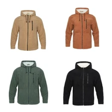 Mens Sherpa Lined Fleece Hoodie Jacket Full Zip Warm Winter Coat Corduroy