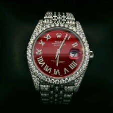 Rolex Datejust 126300 Stainless Steel Red Dia...