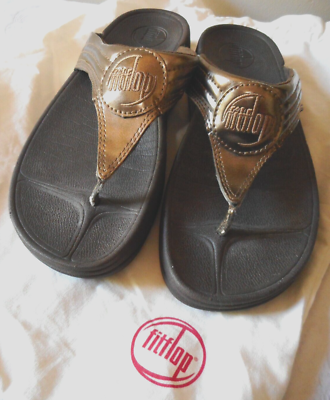 $135 FITFLOP Fit Flop Brown Metallic Leather Arch Support Sandals Shoes 7M  | eBay
