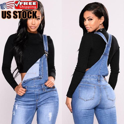 Women's Slim Fit Denim Dungarees Ladies 