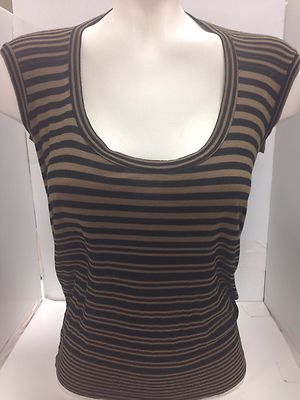 Stella McCartney Top Sleeveless Size 38 Brown/blk Striped Rayon Blend