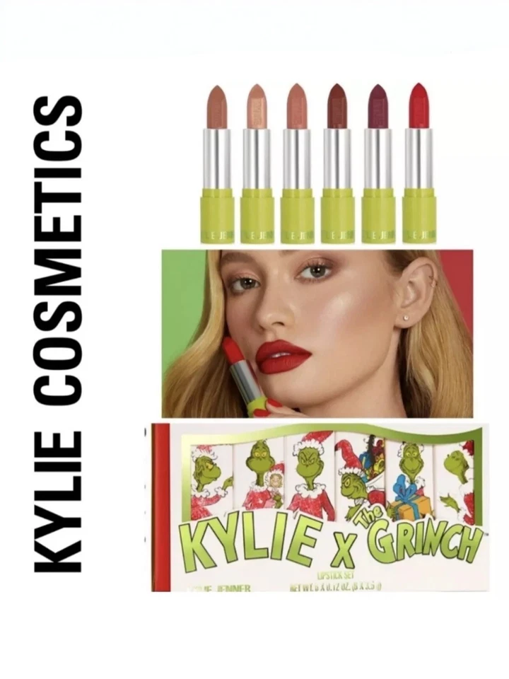 NIP Kylie Jenner × The Grinch Complete Lipstick Set Of 6 Christmas Holiday (12) - Image 3 of 4