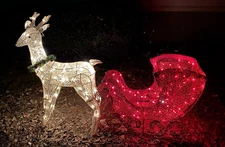 Winter Wonder Lane 2 Piece 60” Long Lit Deer & Sleigh Set
