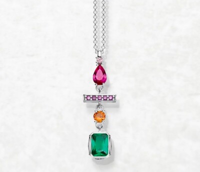 Exquisite Pink Green Triple Drop Pendant 925 Silver - Create Your Own Style