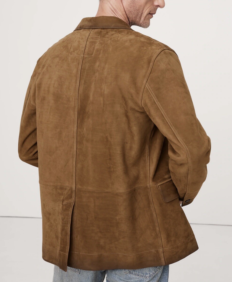 New Banana Republic Relaxed Nubuck Leather Blazer Jacket