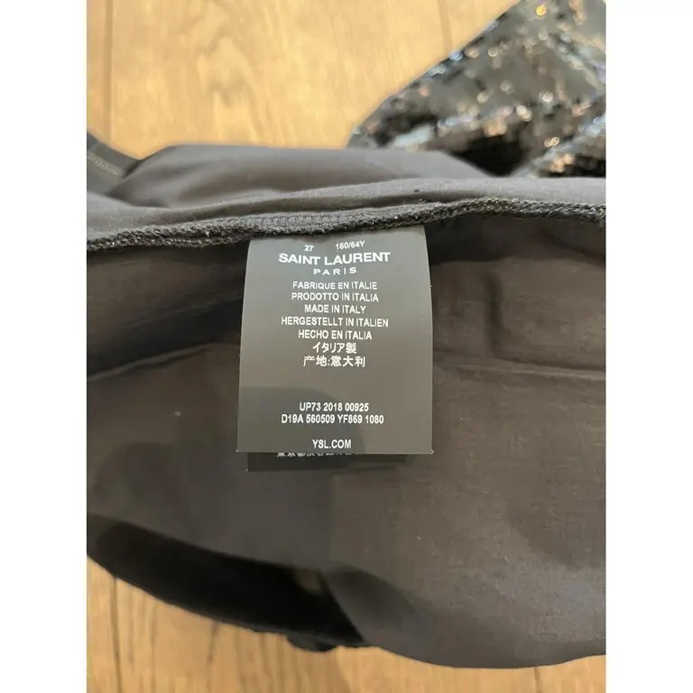 Pantalone Saint Laurent skinny gamba nero paillettes taglia UK 10 nuovo con etichette.