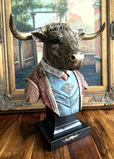 XL Figur Stier mit Hörner Skulptur 35 cm Barock Büste Statue Deko Figur Kunst