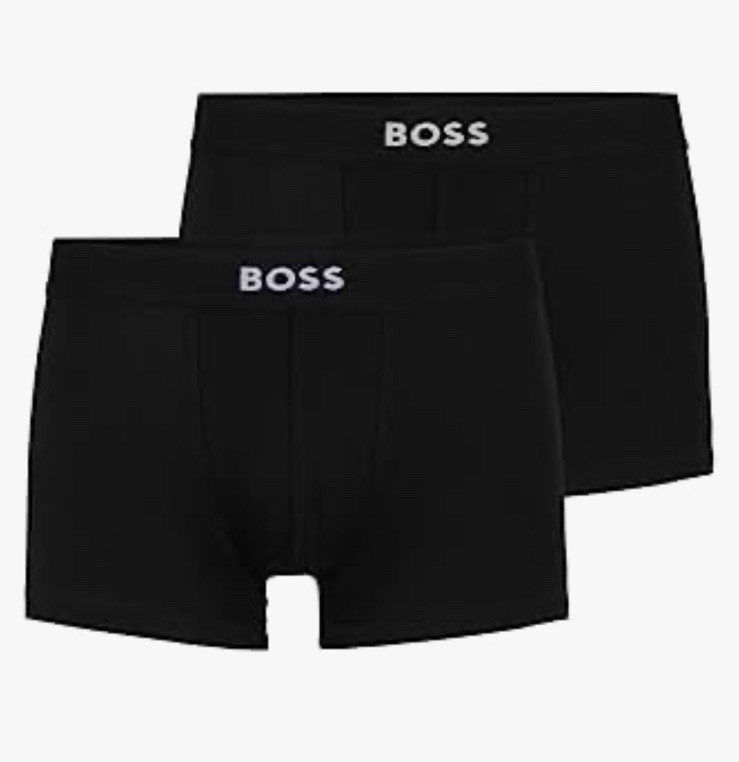 Hugo Boss Men Boxers Trunks Cotton Stretch Underwear Black 2 Pack Uk Small New