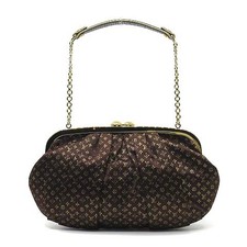 Louis Vuitton Monogram Satin Omoniere Clasp Chain Bag M92061 Brown Gold Ladies J