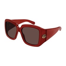 Gucci GG1402S 003 Transparent Burgundy/Brown 55-16-130 Sunglasses New Authentic