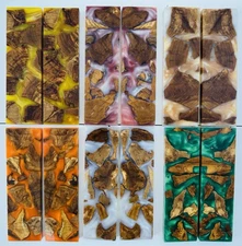 Knife Scales * Olive Burl & Epoxy Hybrid * Mica Powder Colored