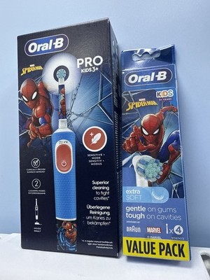Oral-B Vitality PRO SPIDERMAN Elektrische Wiederaufladbare Zahnbürste + 4 Köpfe Spider