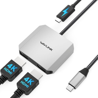 WAVLINK USB C to Dual HDMI Adapter Dual Monitor Splitter Dual 4K@60Hz HDMI T28-2
