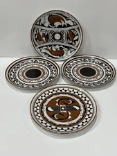 Vtg Acoma Plates All Signed CVD 8” Glazed and Food Safe Set Of 4