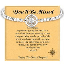 Retirement Gifts for Women 2025, Compass Bracelet You’ll Be Missed, Farewell Gif