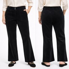 Anthropologie Maeve black velvet Naomi flared leg pants size 24W quiet luxe