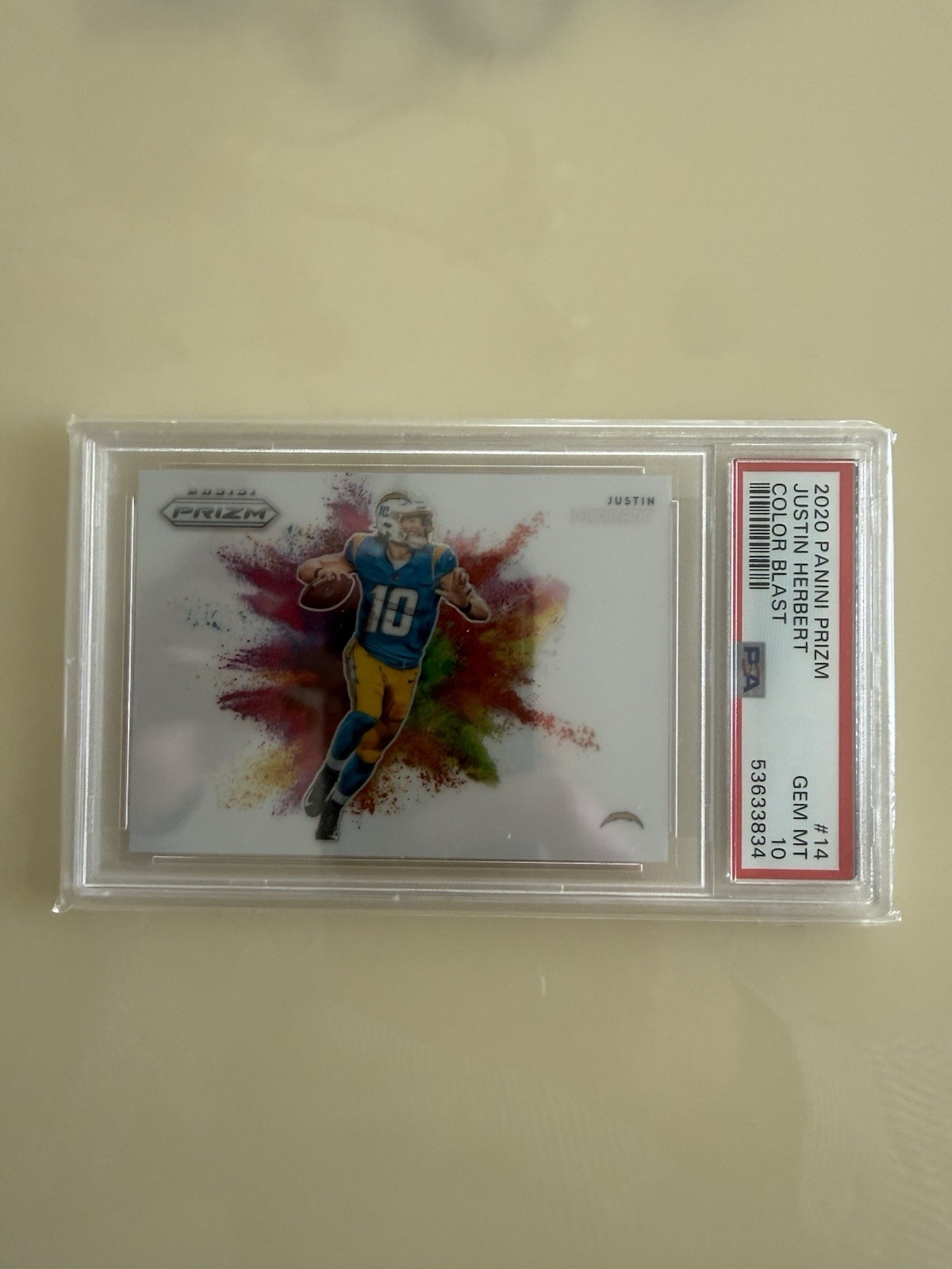 Justin Herbert Panini Prizm Color Blast #14 Base