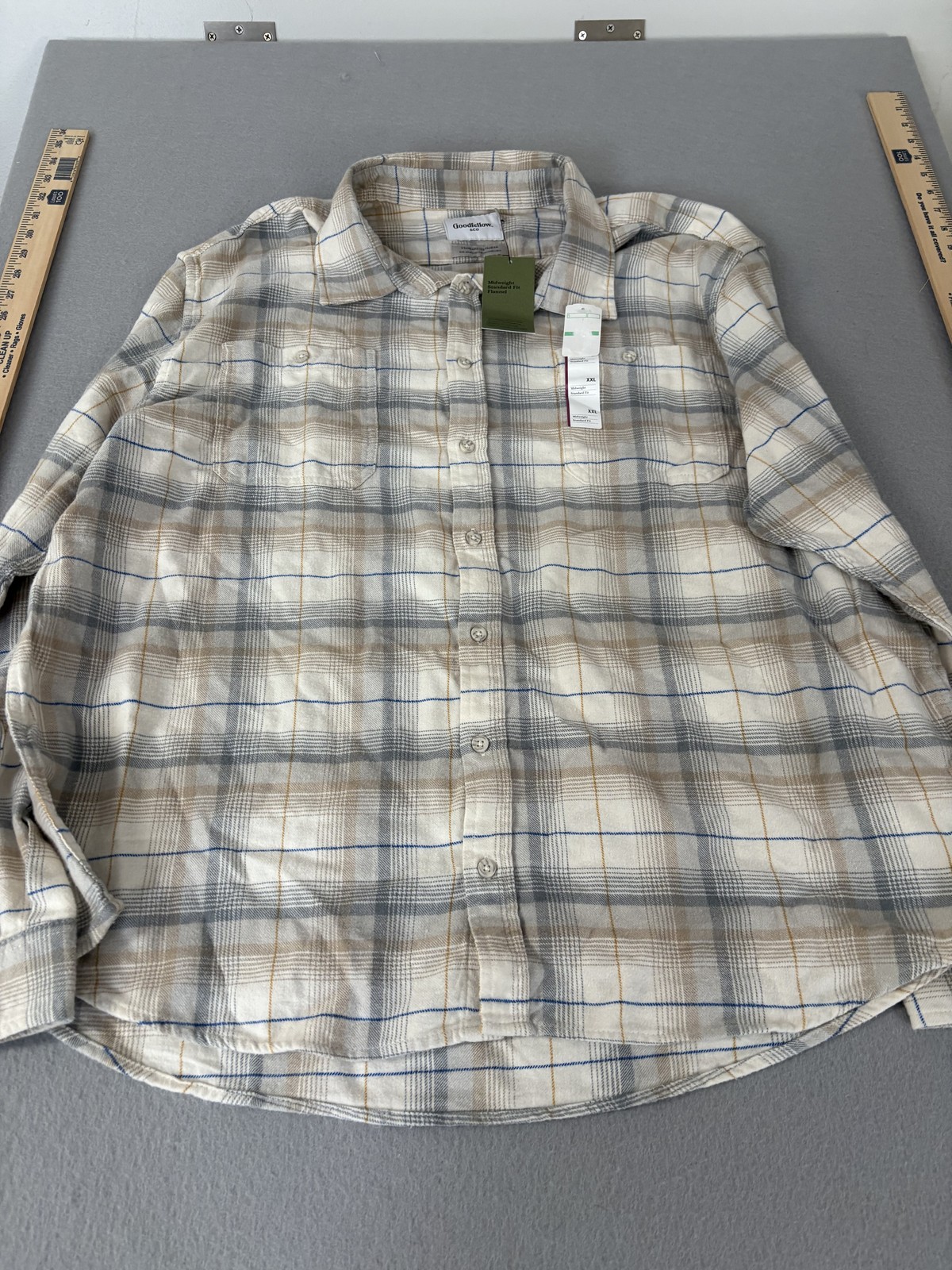 Goodfellow & Co Flannel Shirt Mens 2XL Plaid Midweight Standard Fit Soft