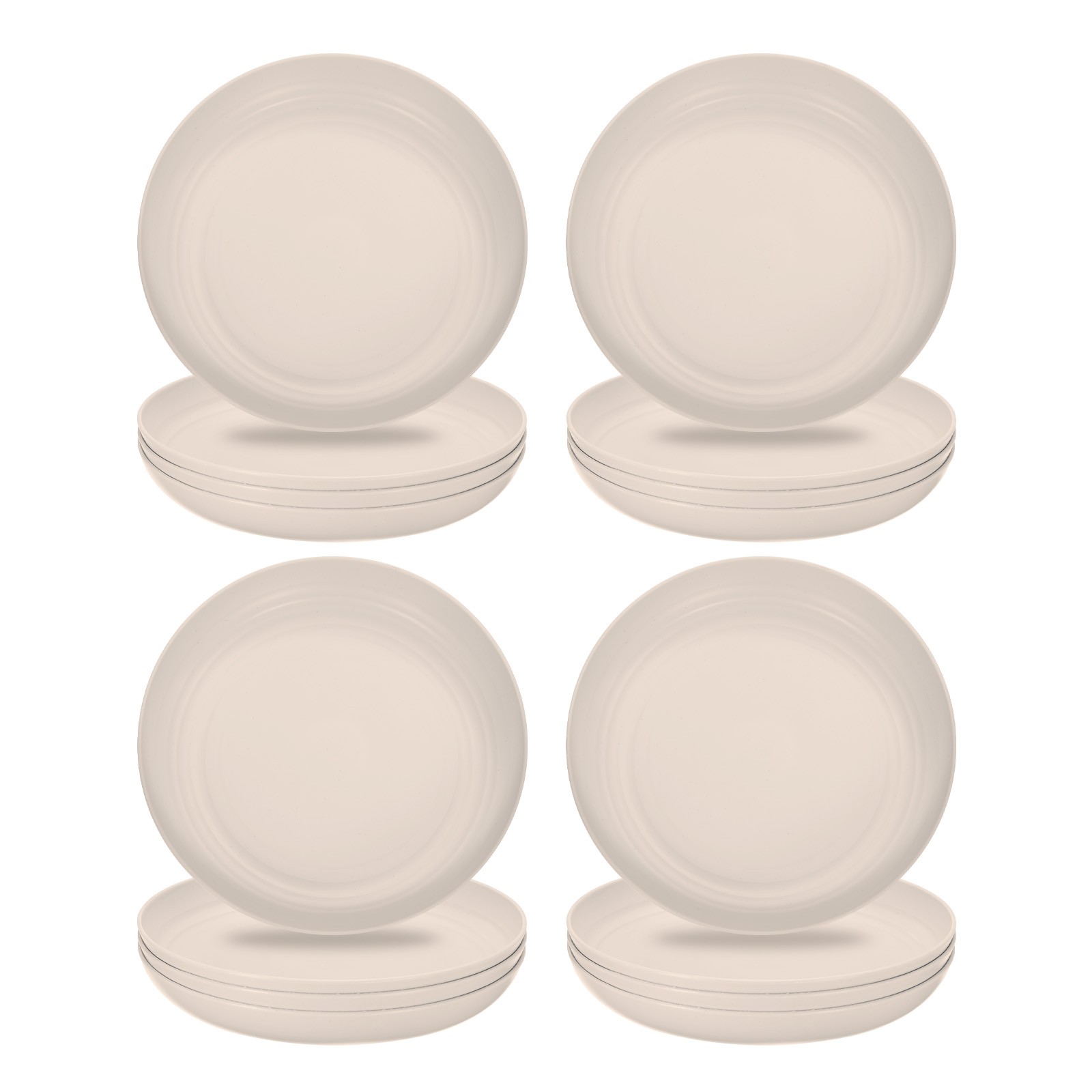 12Pcs Plastic Plates Set 10 Inch Unbreakable Dinner Plates, Ash Grey