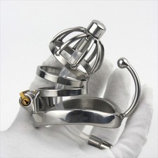 Male Stainless Steel Chastity Cage with Tube Sounds Sounding 3Sizes Bondage Ring