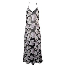 Urban Outfitters Pins & Needles Chiffon Maxi Dress Black & White Rose Floral M
