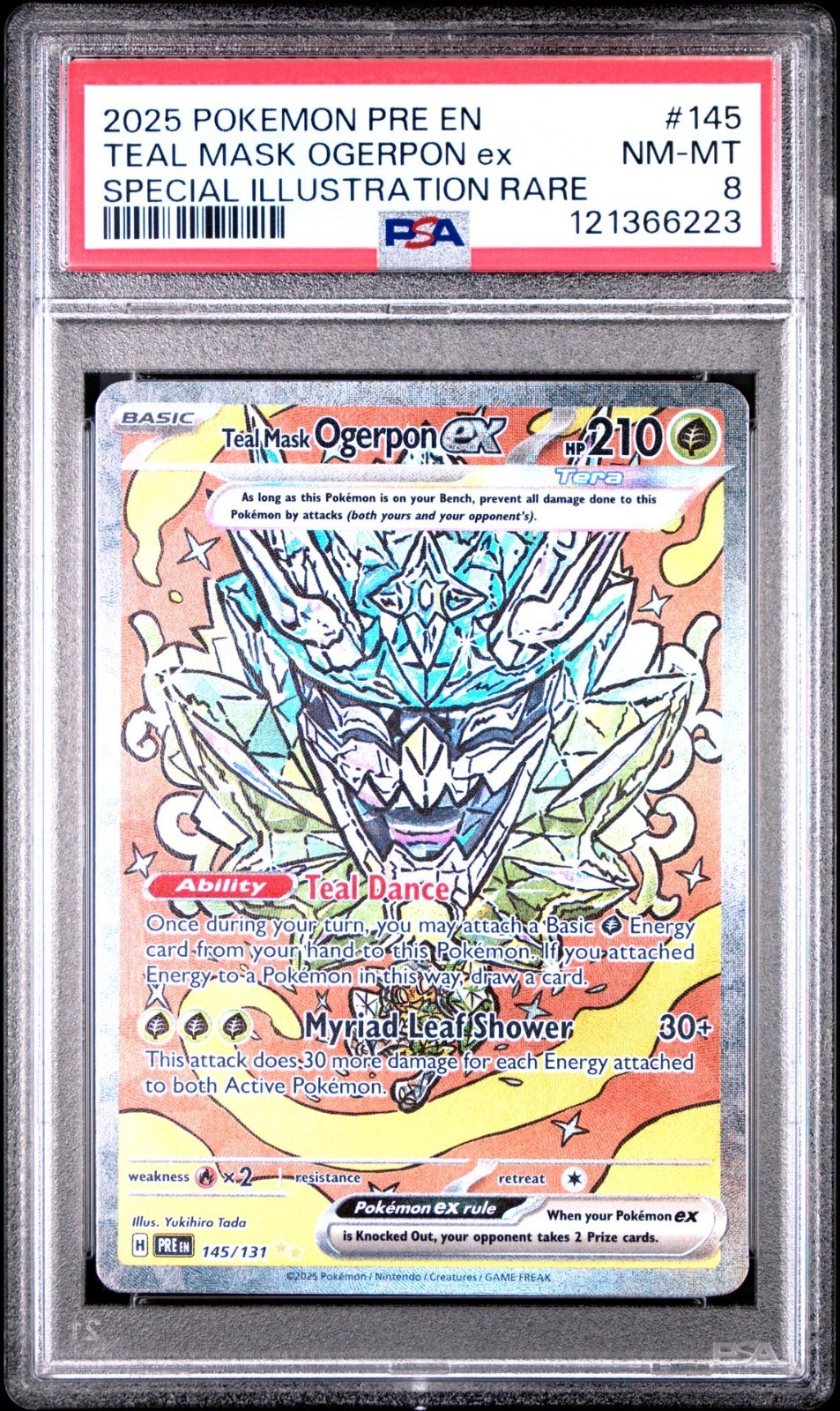 2025 Pokemon Teal Mask Ogerpon ex 145/131 Sv: Prismatic Evolutions Holo - PSA 8