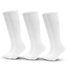 3 Pairs Kids Soccer Socks Striped Knee High Tube Socks One Size 3pairs-white-1