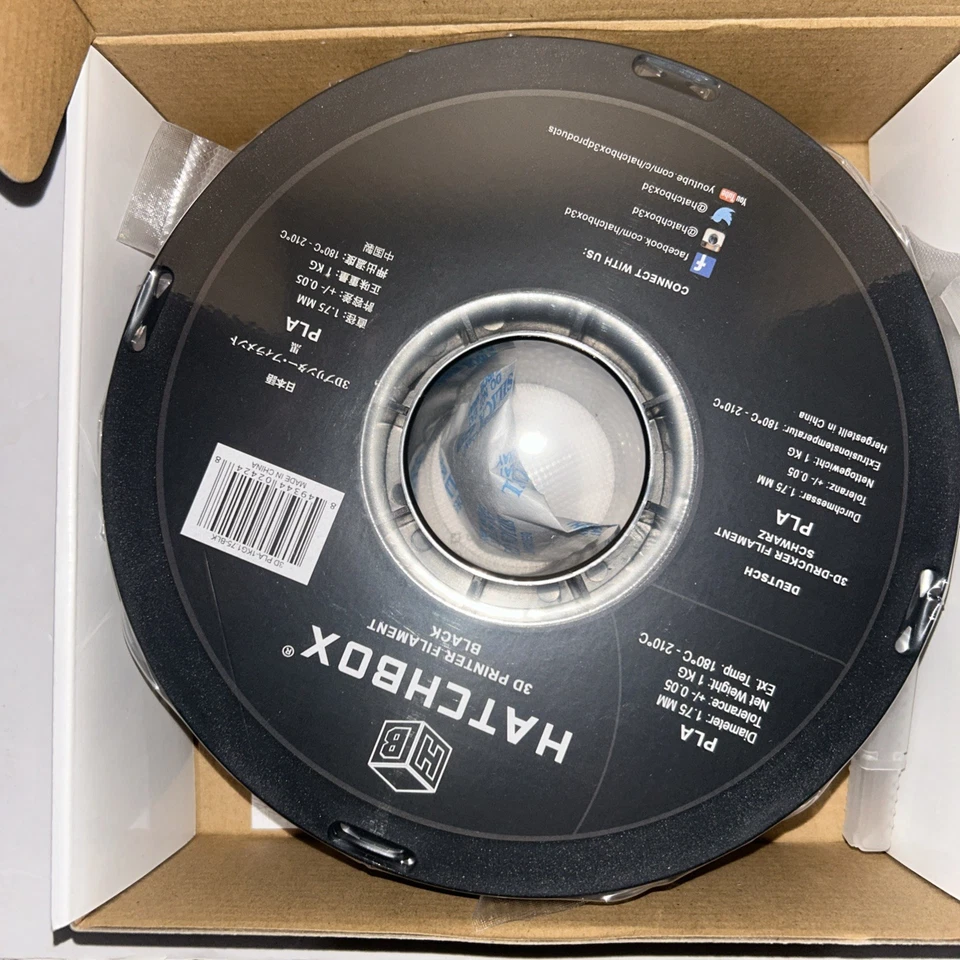 Filamento de impresora 3D HATCHBOX PLA 1,75 mm en negro Trueblack carrete de 1 kg envío rápido Foto 3 de 4