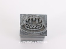 Vintage KINGSLEY Hot Foil Stamp Machine Emblem Die - BIRTHDAY CAKE -  1/4" Type